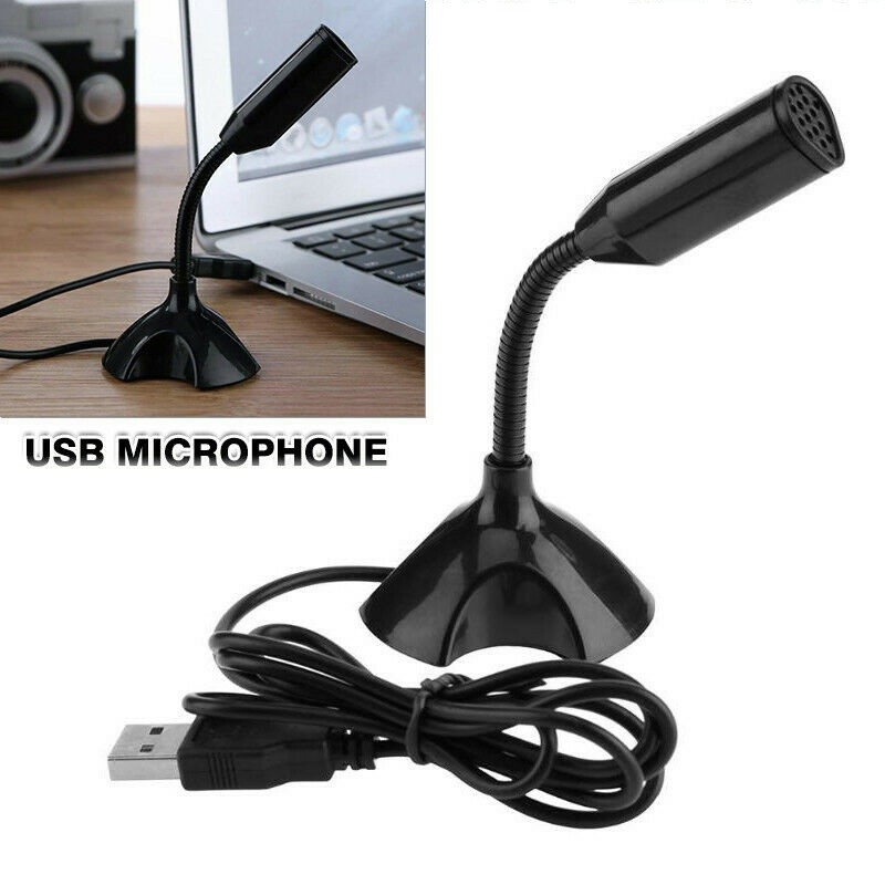 Black USB Mini Desktop Speech Microphone Stand for PC Laptop Computer Notebook D