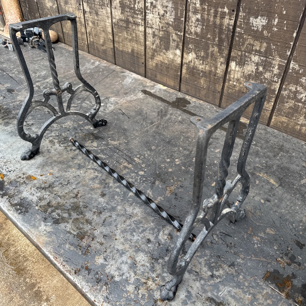 Antique Cast Iron Hardware Bench Stool Base Ends Legs