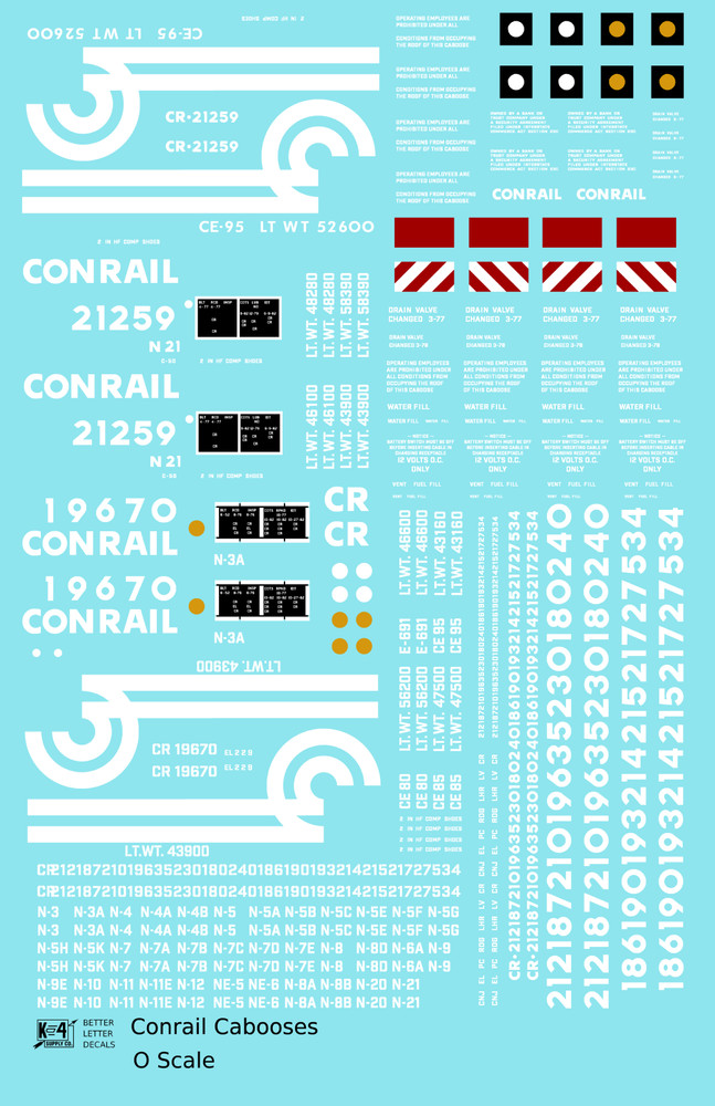 K4 O Scale Decals Conrail Caboose White