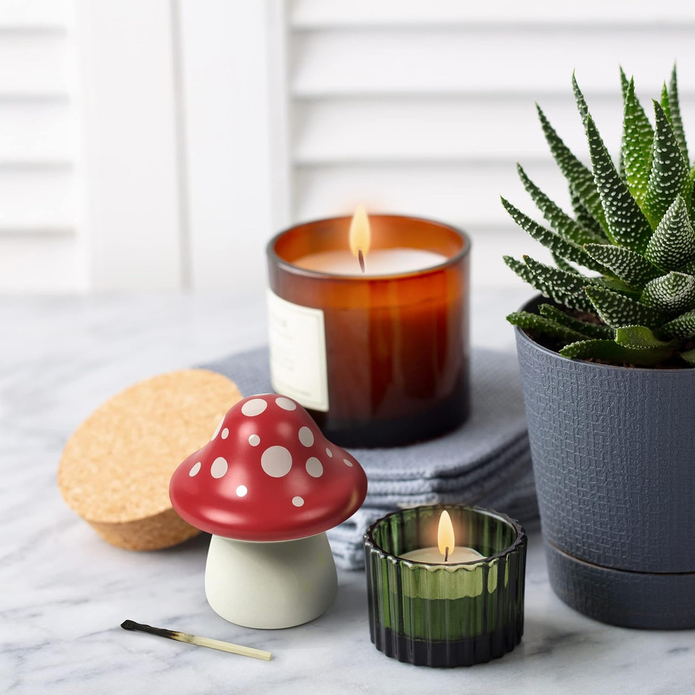 Merry Mushroom, Decorative Ceramic Match Striker and Storage