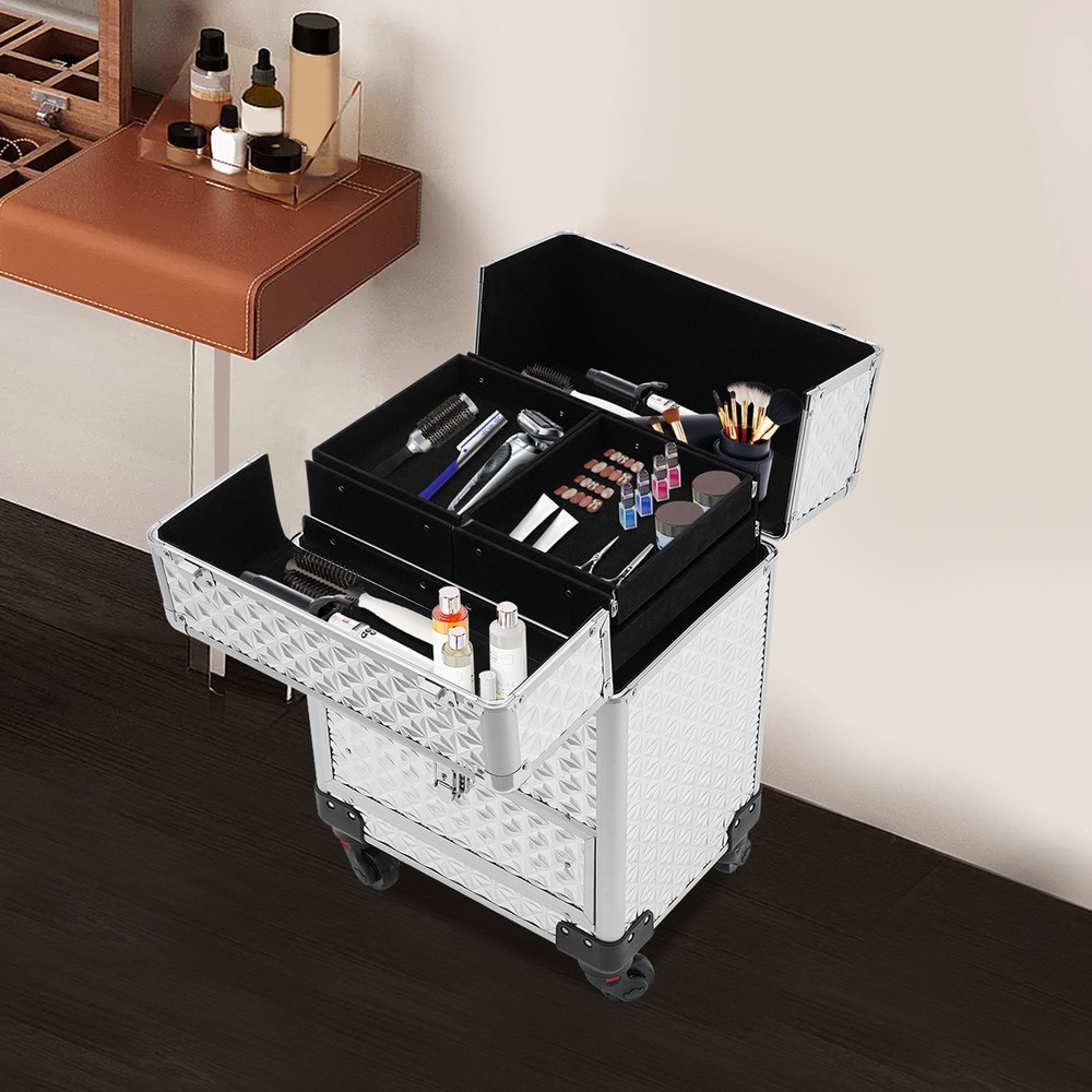 Rolling Makeup Case, Makeup Case, Makeup Case with 4 Universal Wheels