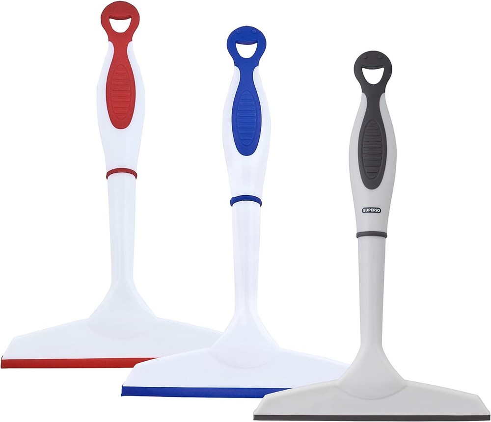 Superio 6" Window Rubber Squeegee with Hanging Loop, 3 Pack, Multicolor