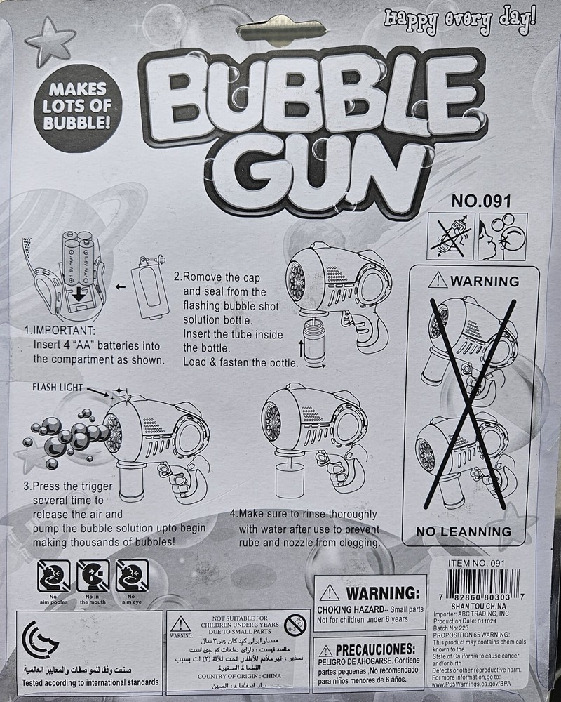 Pink Fully Automatic Bubble Gun Space Rabbit Multi Blaster Light Up Bubble Toy