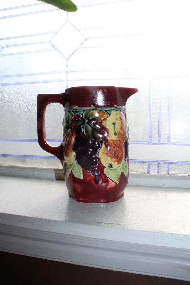 Vintage Bern Czech Pitcher with Fruit Decoration