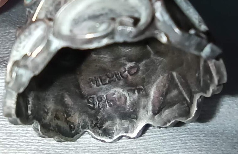 Mexican Silver Thimble With Semi-precious Stones