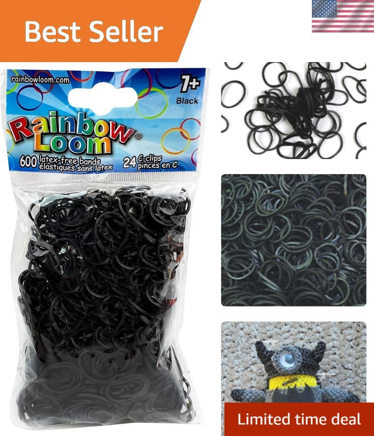 Endless Creativity: 600 Count Black Rubber Bands & 24 C-Clips for Loom Projects
