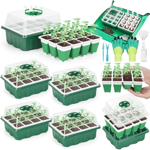Reusable Silicone Seed Starter Tray, 60 Cells Seed Starter Kit with 5 Packs