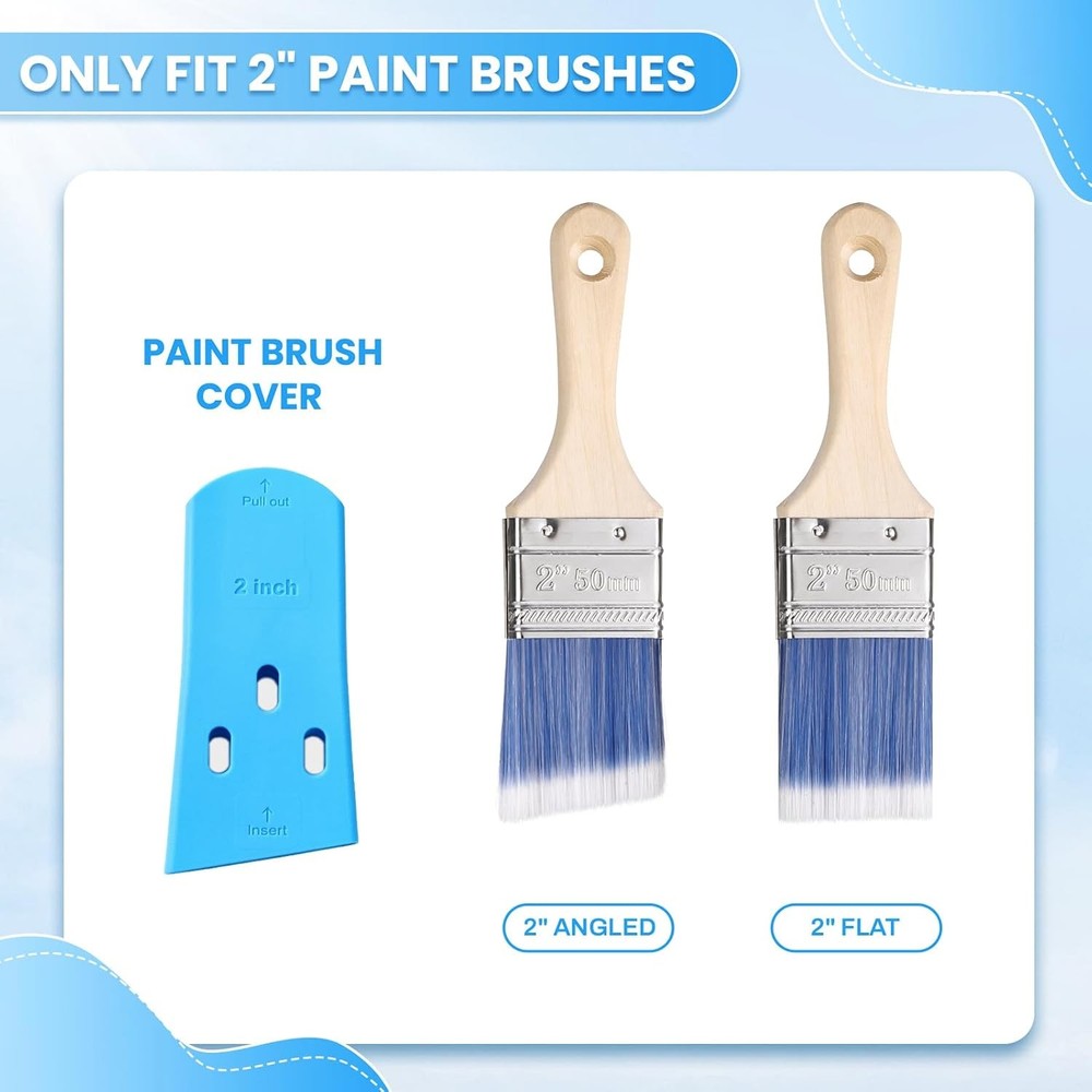 3 Pack Paint Brush Protector Covers – Protects Bristles & Keeps 2in, Blue