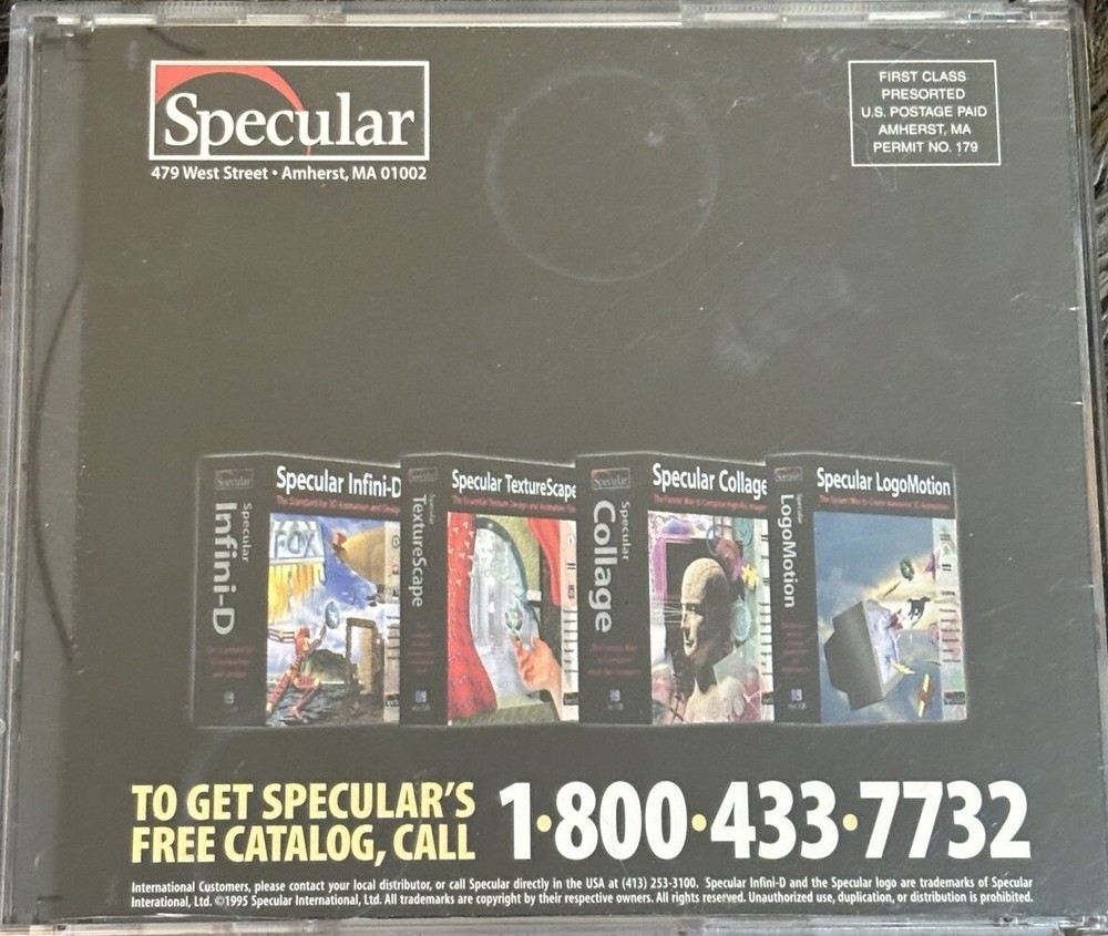 Specular Infini-D 3D Animation And Design Pro Resources With Key Cd 1996