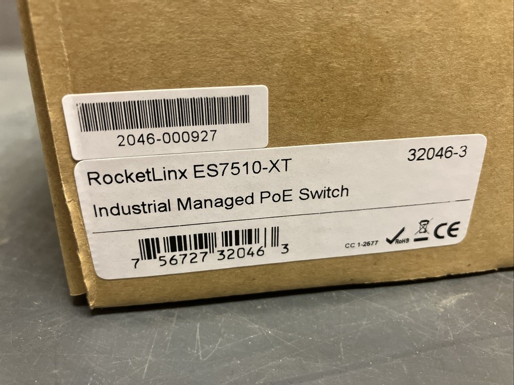 Rocket Linx ES7510-XT Industrial Managed PoE Plus Switch 2 SFP Modules Installed