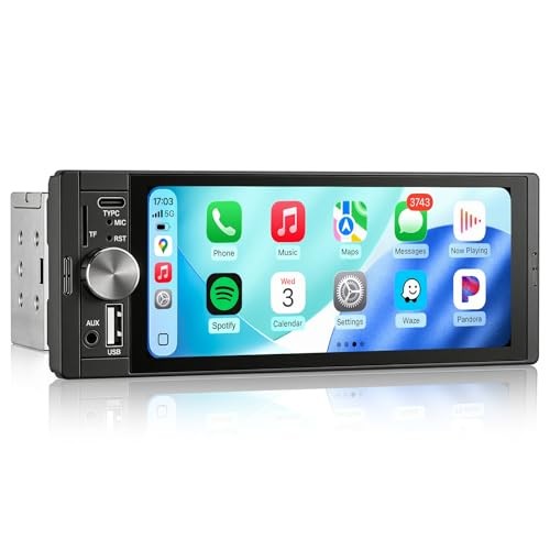 6.36 Inch Single Din Touchscreen Car Stereo Carplay Android Auto