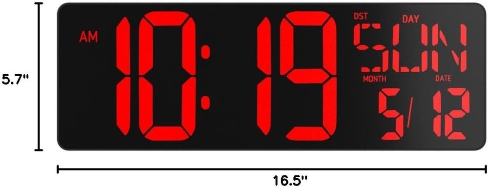 Large Digital Wall Clock with Remote Control 17.2" LED Large Display Timer