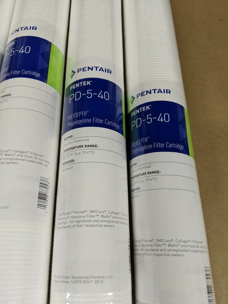 5- Pentek PD-5-40 Whole House Replacement Sediment Filter Cartridges