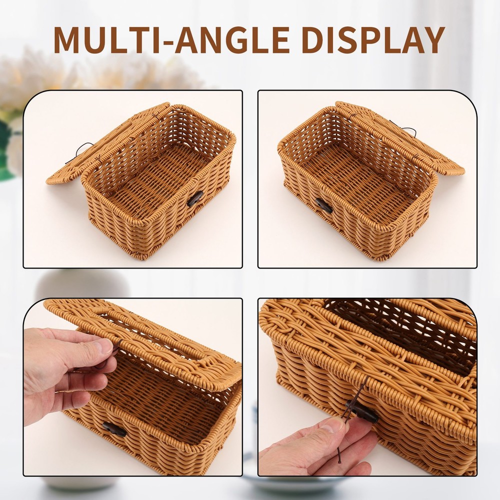 Rattan Rectangular Tissue Box Cover - Boho Decorative Woven Tissue Holder1220