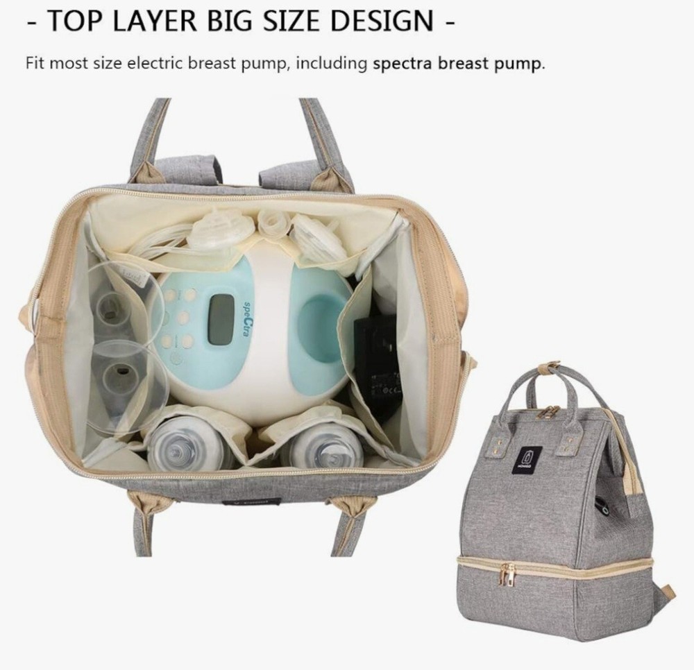 MOMIGO Breast Pump Backpack - Cooler and Moistureproof Bag Double Layer