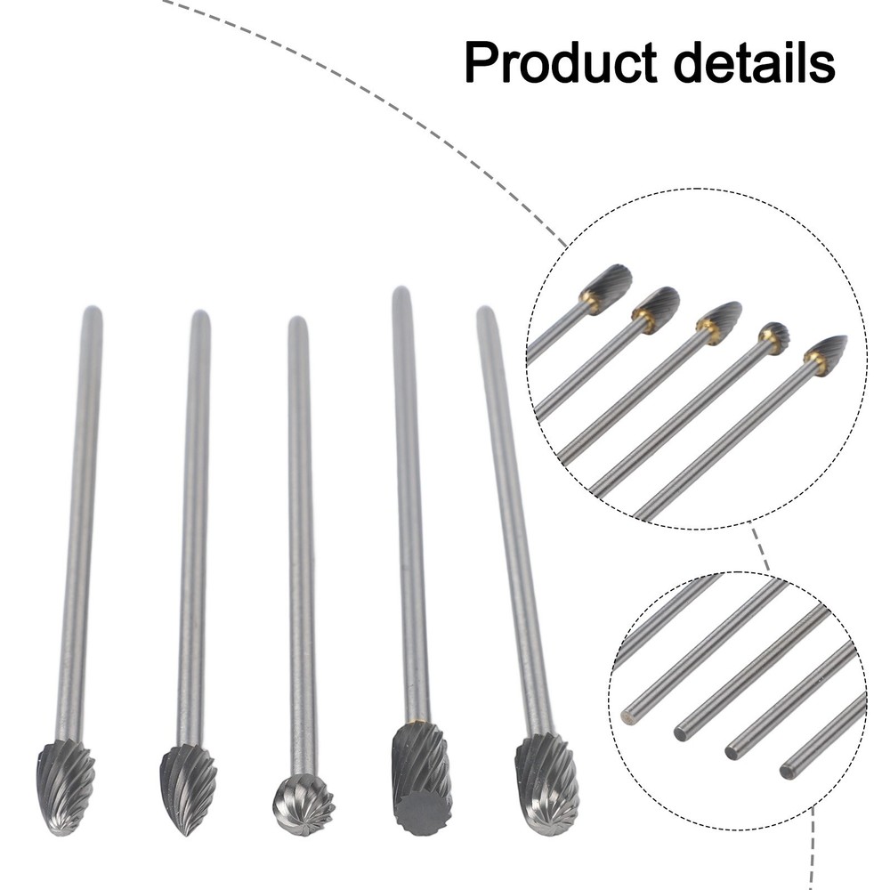 5pcs Solid Carbide Rotary Tools for Precision Work in Metal and Wood Projects