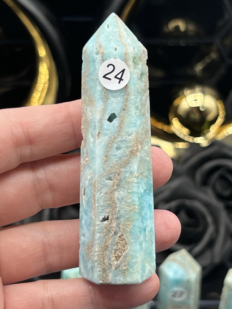 Natural Blue Aragonite 6-sided points Free ship & Gift