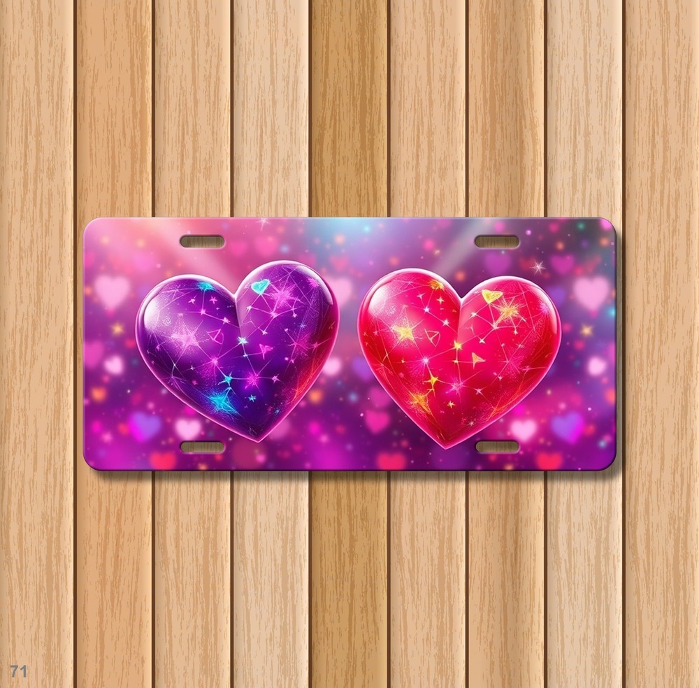 Bold Hearts License Plate Personalized Auto Tag Everyday Gift