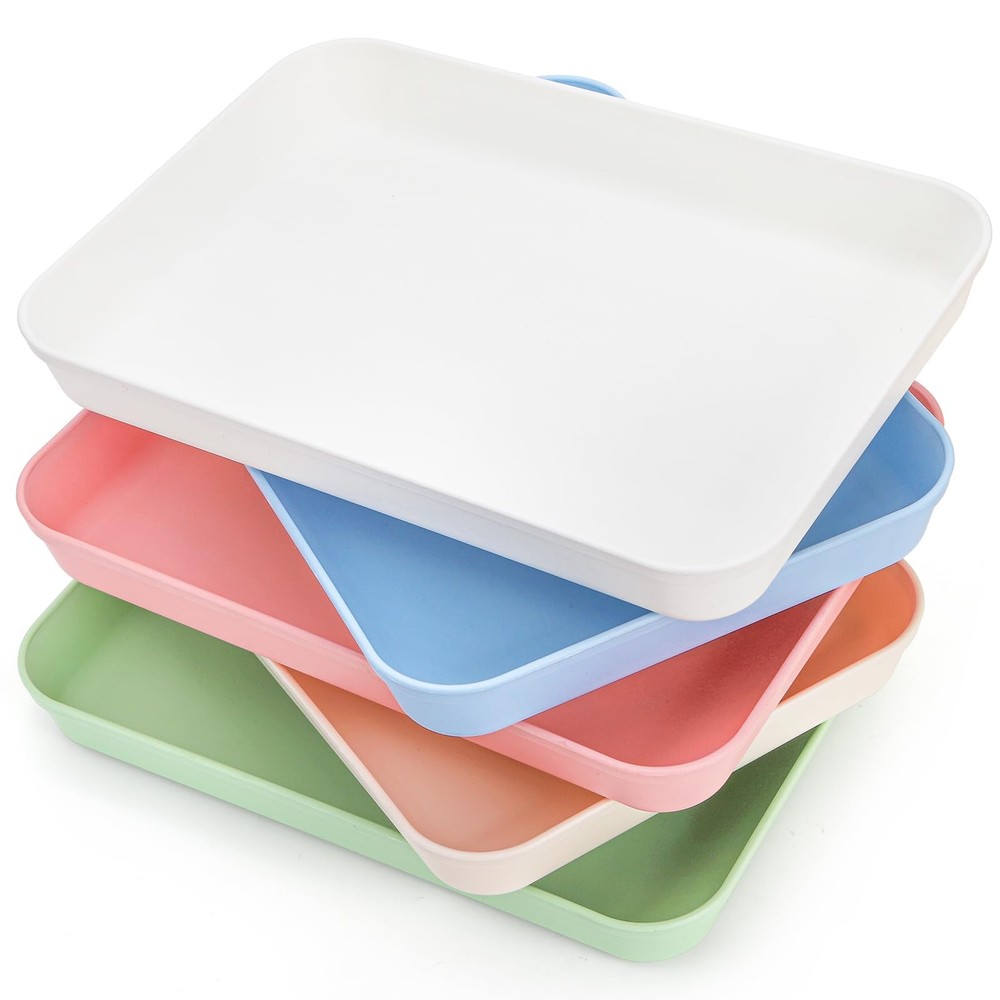 15 Pack Plastic Art Trays, Deep Activity Sand Serving Trays, Stackable Spill-...