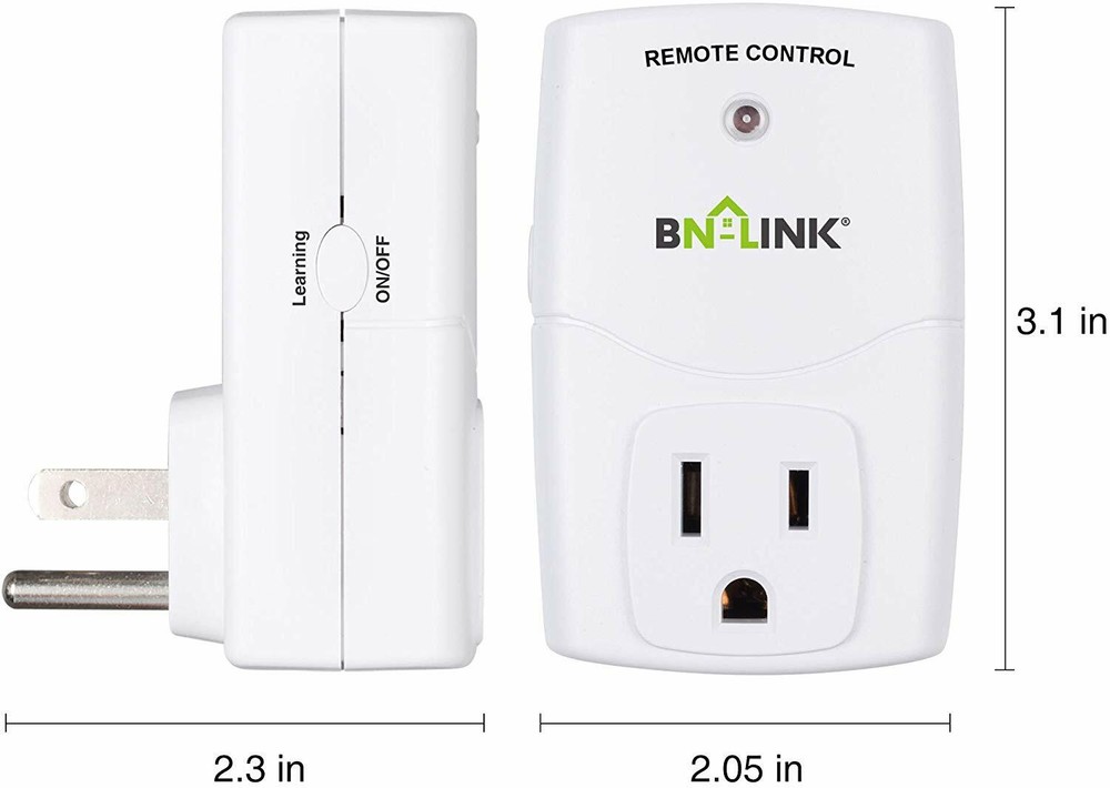 BN-LINK Wireless Remote Control Outlet Switch Power Plug -1 remote 3 plugs