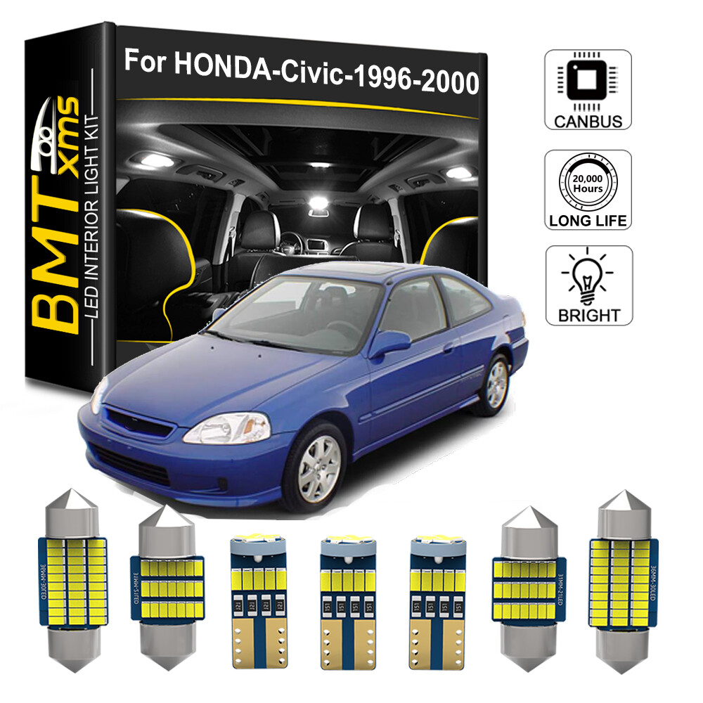 Canbus White LED Interior Dome Foot Light Package Kit For 1996-2000 Honda Civic