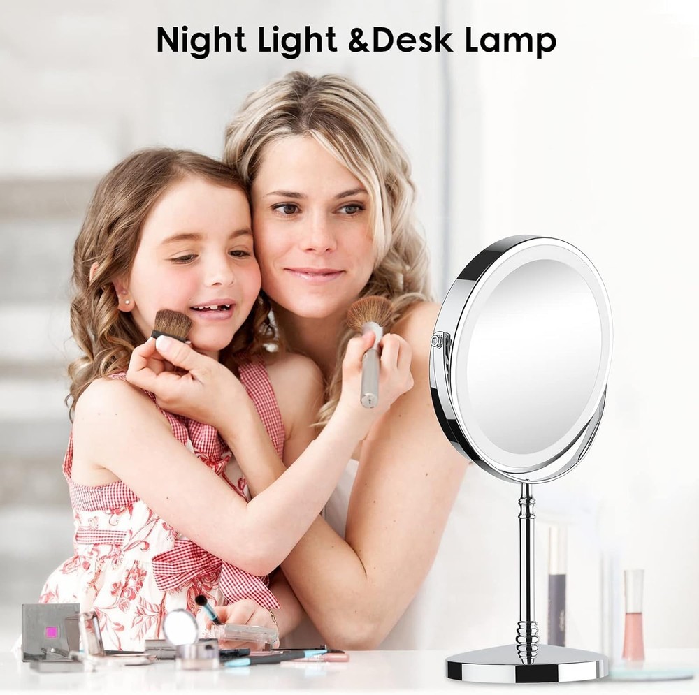 Makeup Mirror, 3000mAh Rechargeable Double-Sided Magnifying Vanity Mirror wit...