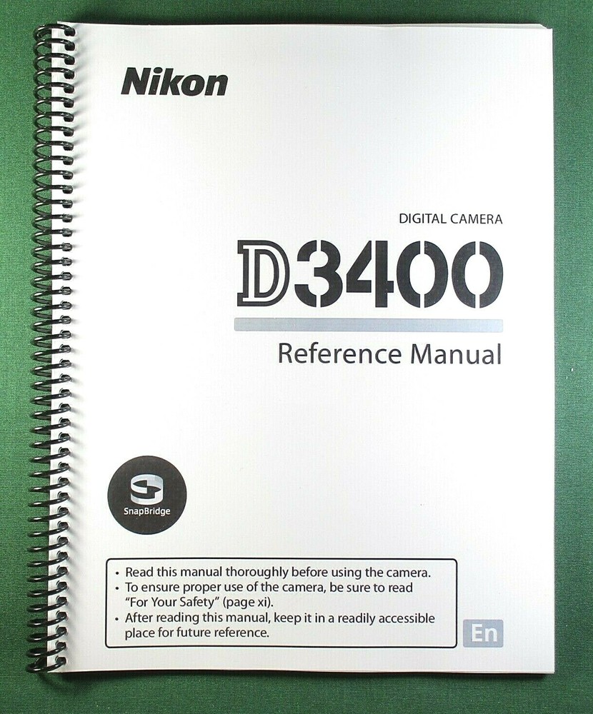 Nikon D3400 Reference / Instruction Manual: 356 Pages & Protective Covers