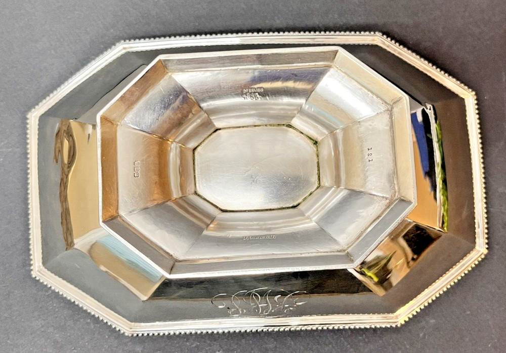 Gorham Sterling Silver Footed Bowl Monogrammed 560.3 Gr. #121 Rectangular Bowl