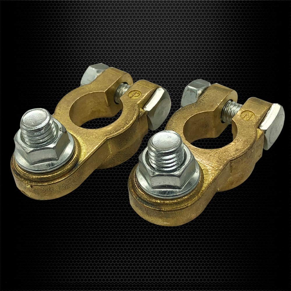 Ampper Brass Battery Terminal Connectors, Top Post Battery Terminals Clamp Set