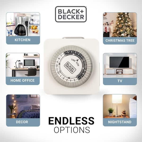 BLACK+DECKER Indoor Light Programmable Outlet Timers Analog Timer Outlet 2-Pack