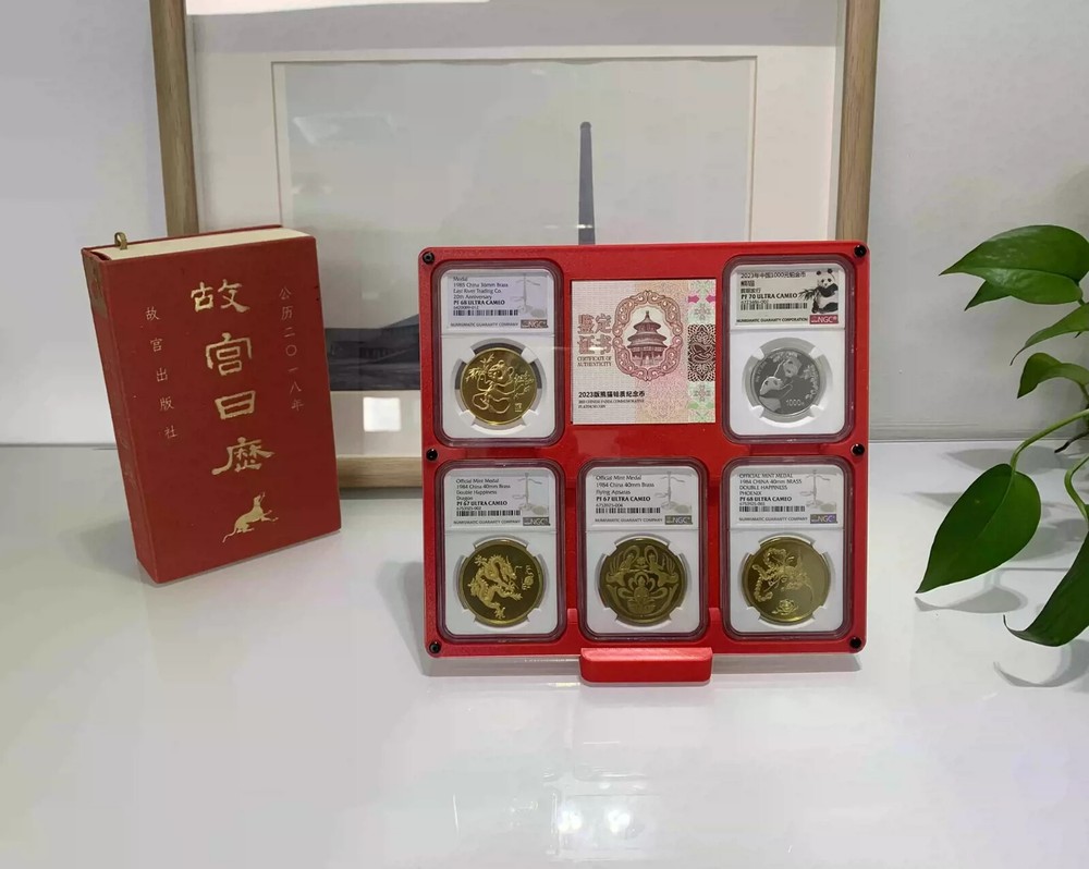 5 Grids Colored Display Frame Case Box For NGC Holder + Pic or Cert. Grid