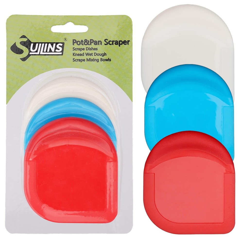 SULLINS Pan Scraper, Pack Of 3 | Scraper Tool | small, Red, White, Blue