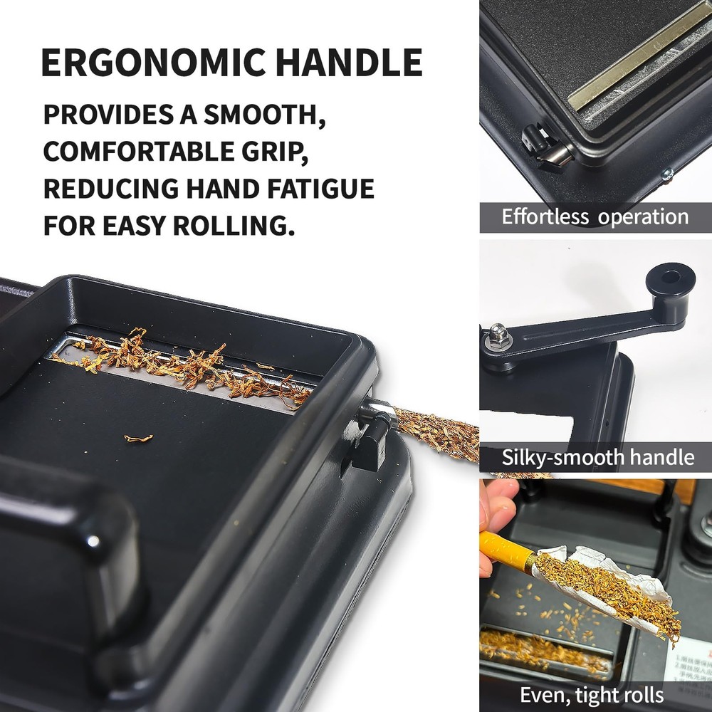 Cigarette Rolling Machine, Manual Cigarette Roller, Portable Black Rolling Ma...