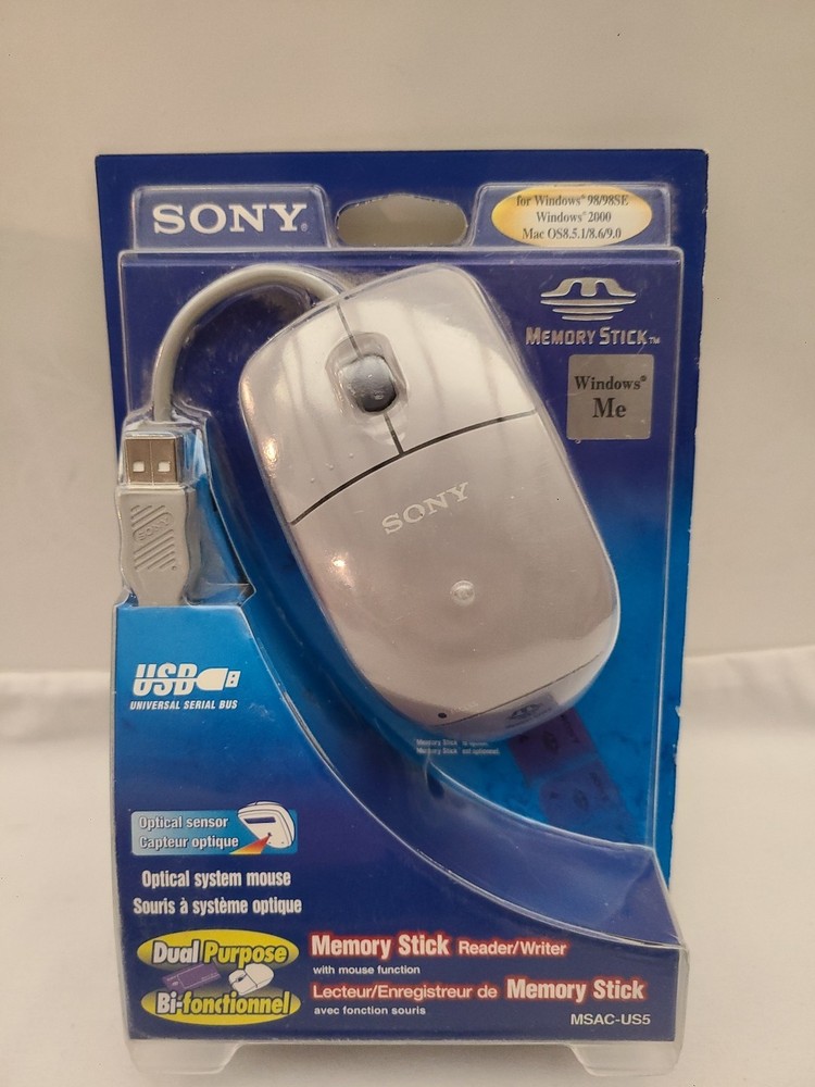 Vintage / Sony Memory Stick Reader Writer USB Optical Mouse / MSAC-US5 / Sealed