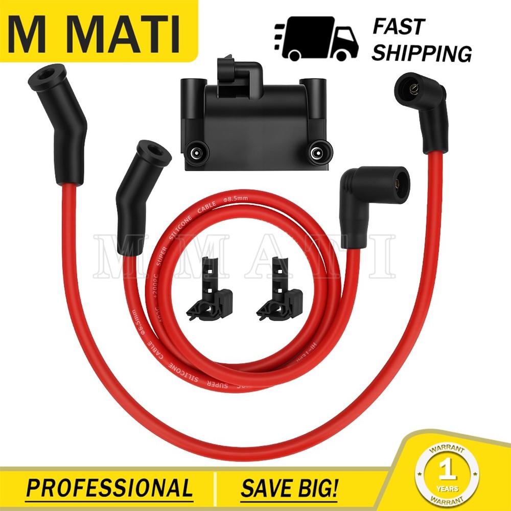 Ignition Coil w/ Spark Plug Wire Cap for FXD FXDB FXDC FXDF FXDL FXDLS FXDWG