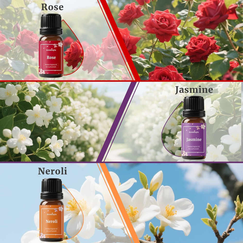 Floral Essential Oils Set for Diffusers, 6x10ml