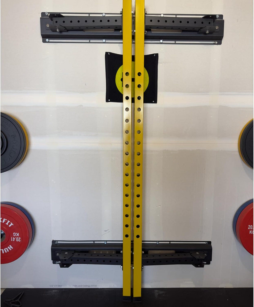 Pro Series Wall Mounted Folding Squat Rack and Power Rack with Pull up Bar & J H