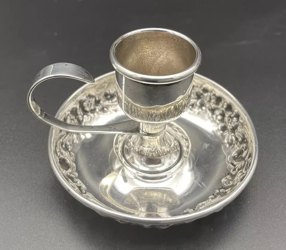 Webster Sterling Silver Floral Repousse Chamberstick