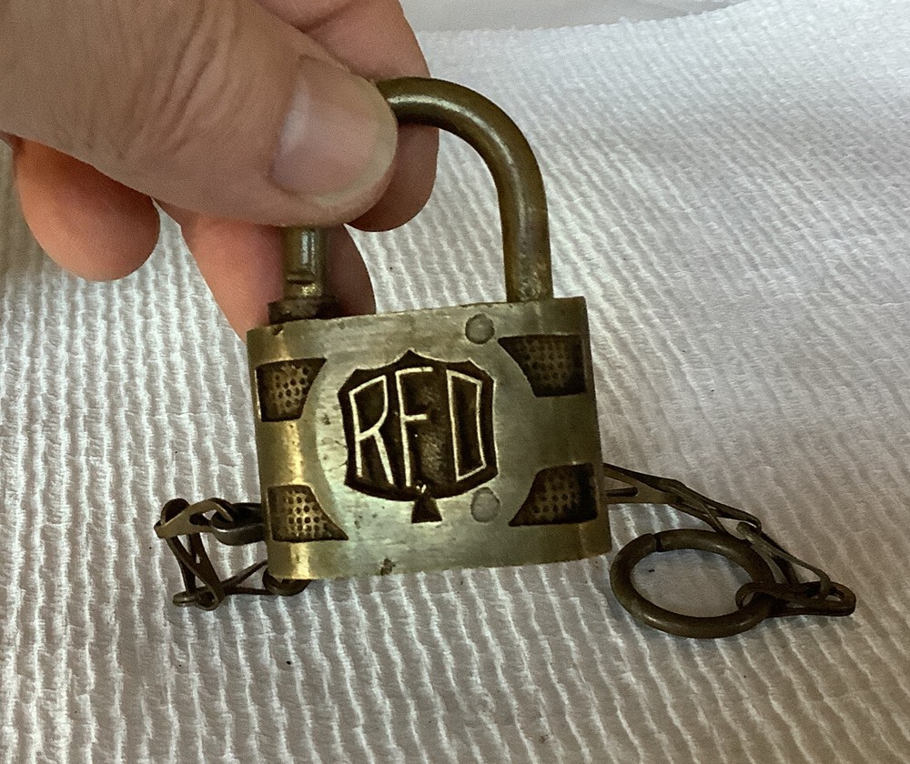 Old Solid Brass Padlock FRAIM-RF.D Original Chain-NO KEY