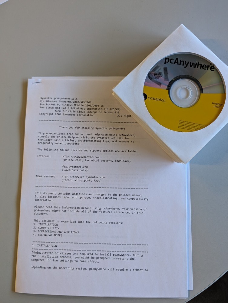 Symantec pcAnywhere Ver 11.5 PC Workstation User Remote Control Software