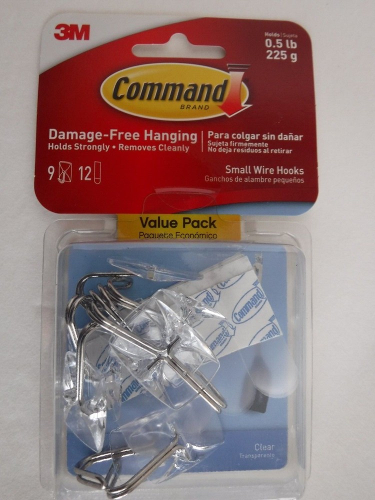 CLEAR 3M Command Small Hooks Value Packs, 36 Hooks+48 Strips total ( 4 Pack's)