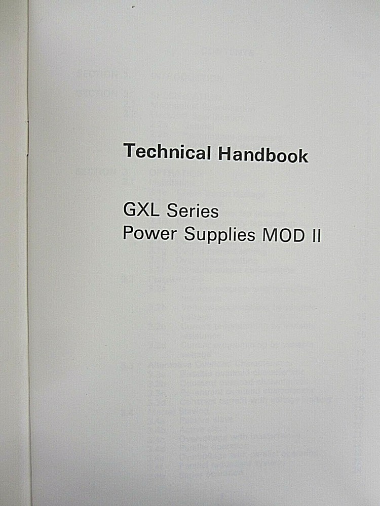 Gresham Technical Handbook GXL Series Power Supplies MOD II Gresham Lion Limited