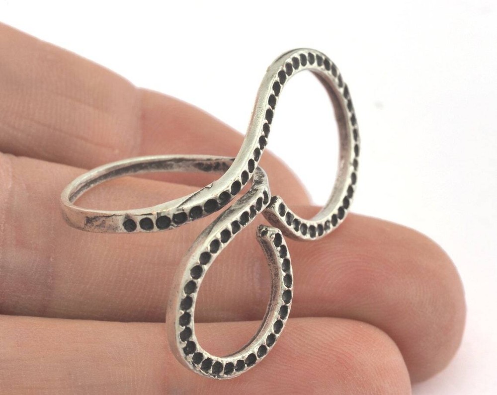 Ring Adjustable Ring Bezel Antique Silver Plated brass 8US size 2717