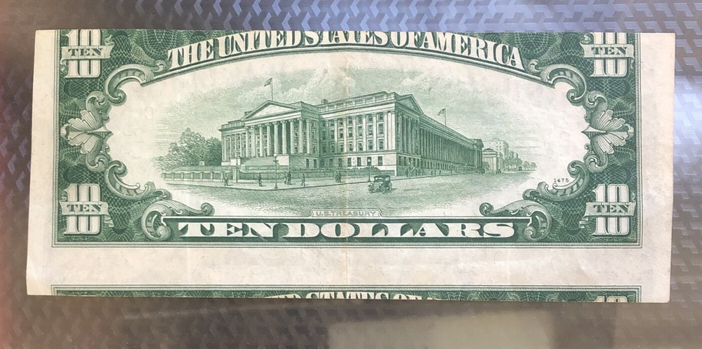 1950-A $10 Misalignment Error! S/N B37453191C Excellent Condition!