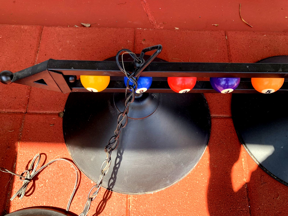 Billiard Pool Table Hangs Pool Table Light, Black Matte Metal Shades + Clock