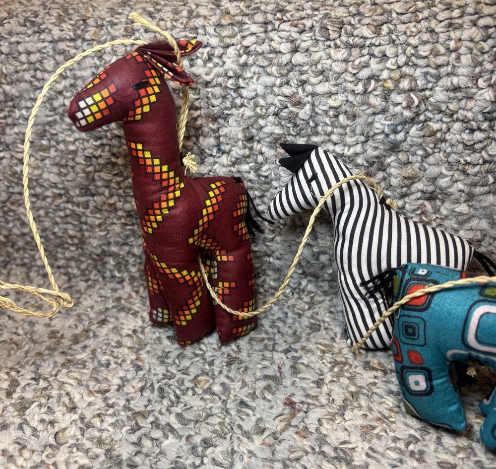 Primitive African Nursery Animals Wall Decor Stringed Colorful