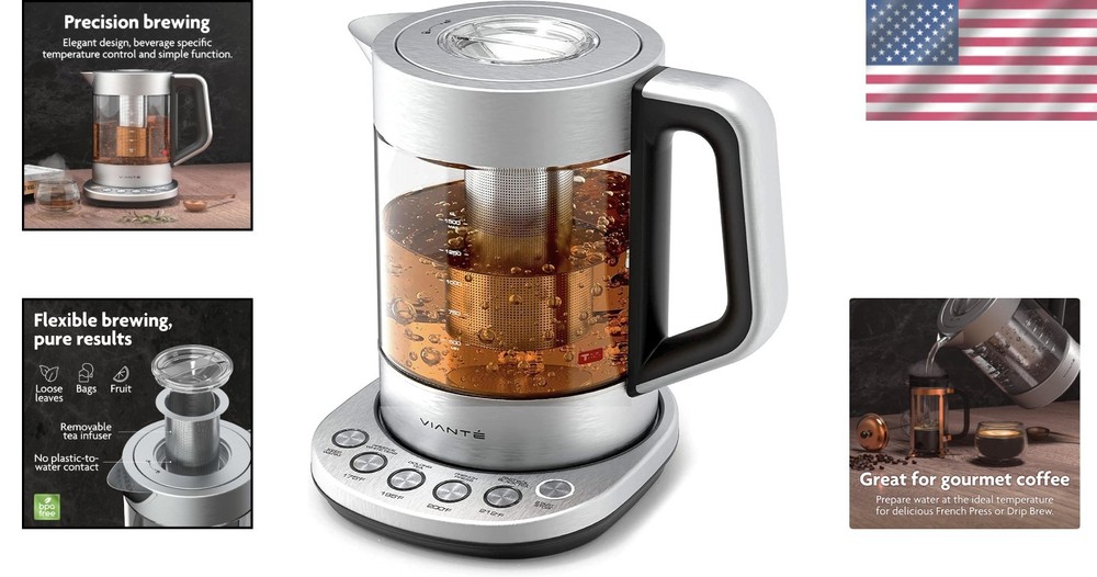 Electric Kettle With Infuser 1.5L Tea Maker Temperature Control Automatic Shu...