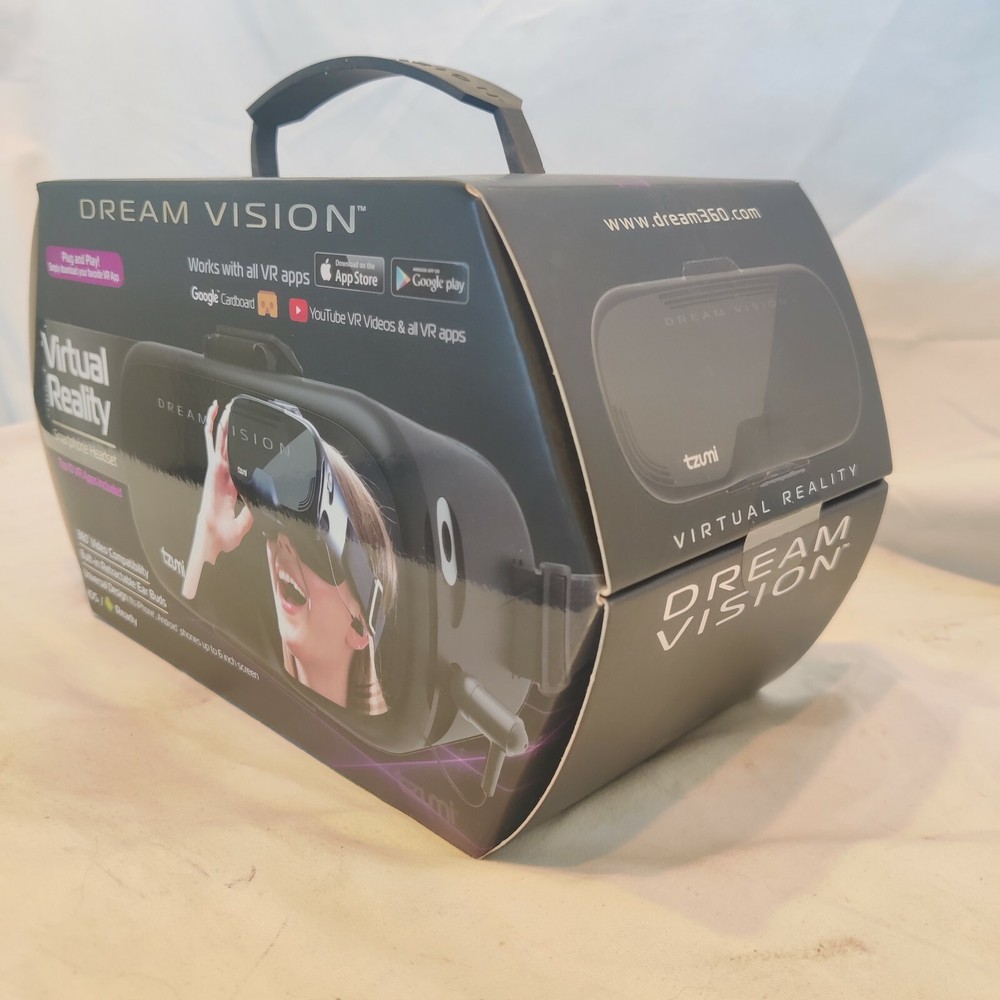 Dream Vision VR Virtual Reality 360 Smartphone Headset Earbuds iOS Android Black