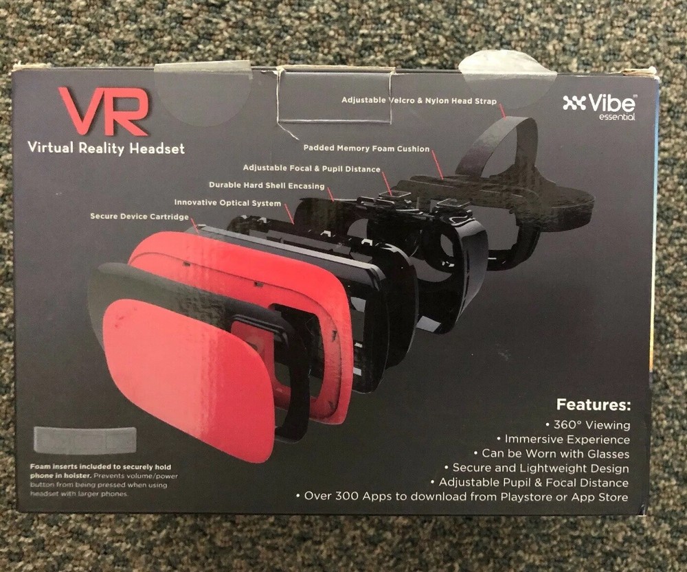 New : VIBE Essential VR Virtual Reality Headset FB-VR-RED