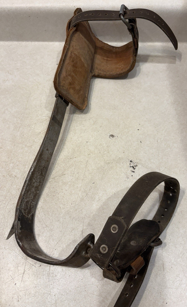 Vintage BELL SYSTEM Climbing Spikes Gaffs Lineman Utility Worker Tree Climber